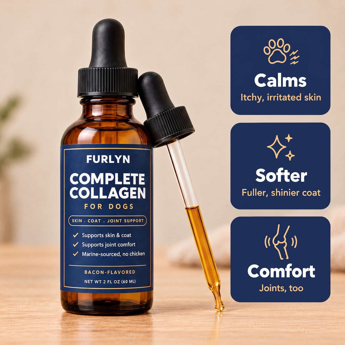 Complete Collagen for Itchy Dogs: Skin, Coat & Joint Support With Salmon Oil